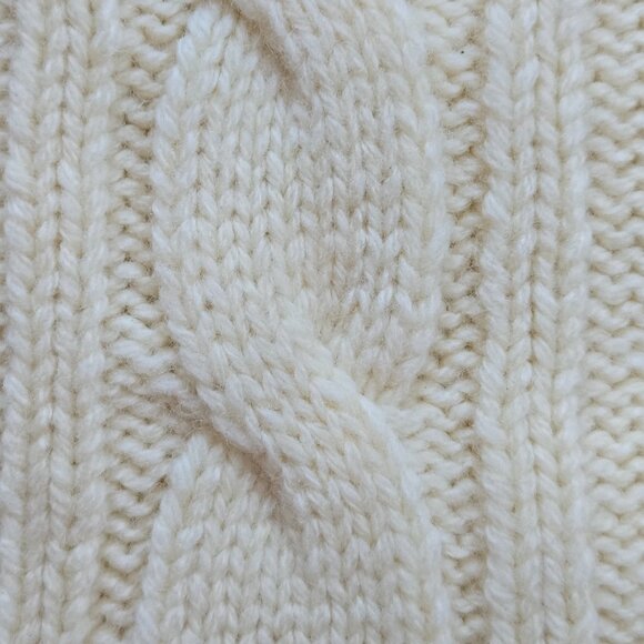 Cable Knit Ivory Scarf Wool Blend Oversized - Picture 6 of 9
